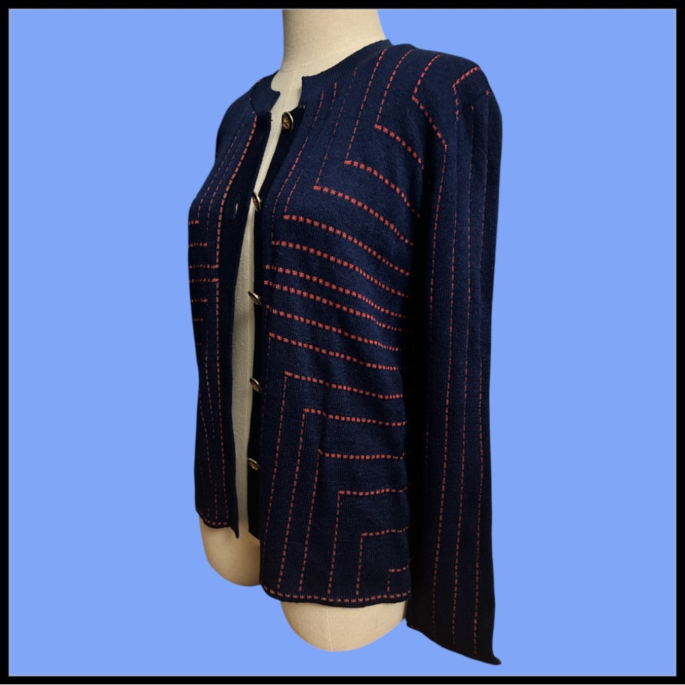 Navy and Red Women's Jacket